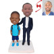 Personalized African Father and Son Bobblehead Figurine