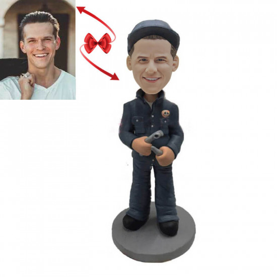 Auto Repairman with Tools Custom Bobblehead - Front View