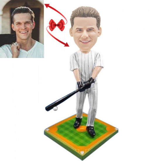 Baseball Player Batting Custom Bobblehead - Handcrafted Personalized Collectible