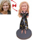 Personalized Beautiful Girl in Fashionable Dress Custom Bobblehead - Unique Gift
