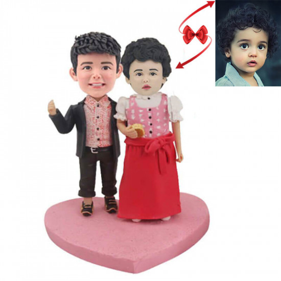 Whimsical and Handcrafted Collectibles - Custom Bobblehead Figurines for Siblings