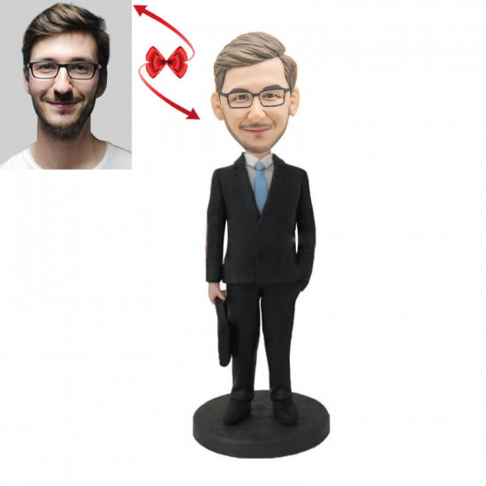 Personalized Businessman with Briefcase Custom Bobblehead