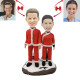 Christmas Couple Standing in the Snow Custom Bobblehead - Front View
