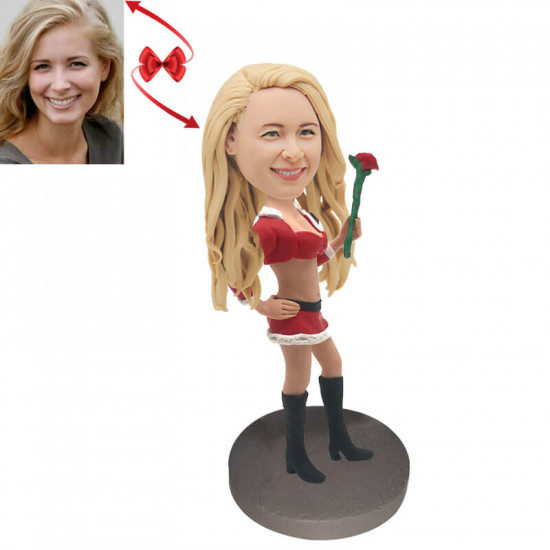 Personalized Christmas Lady Custom Bobblehead - Unique Holiday Gift for Her