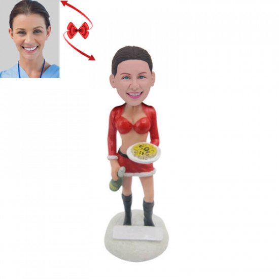 Personalized Christmas Party Waitress Custom Bobblehead - Unique Holiday Gift for Party Lovers