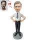 Personalized Confident Businessman Custom Bobblehead - Unique Gift for Professionals