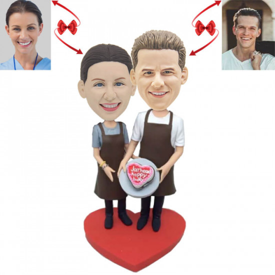 Personalized Cooking Couple Wedding Custom Bobblehead - Unique Gift for Foodies