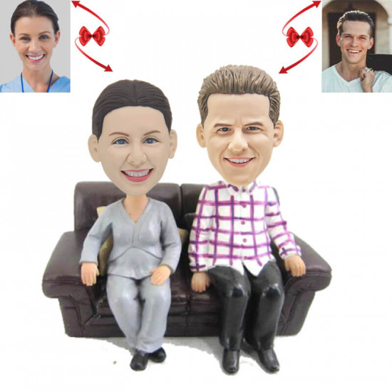 Personalized Couch Potatoes Custom Bobblehead - Fun and Whimsical Gift for Relaxation