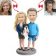 Personalized Couple Holding a Dog Custom Bobblehead - Unique Gift for Pet Lovers