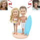 Personalized Couple with Surf Skateboard Custom Bobblehead - Unique Gift for Adventure Seekers