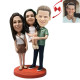 Personalized Dad and Mom Hold Daughter Bobblehead - Unique Family Gift