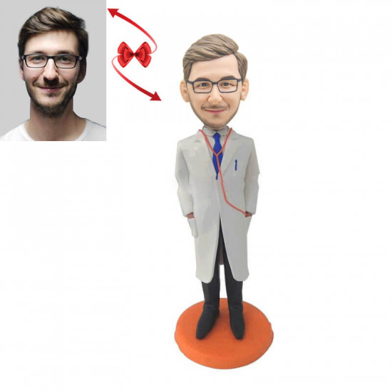 Personalized Doctor with Lab Coat Bobblehead - Unique Gift for Medical Professionals and Healthcare Enthusiasts