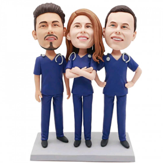 Personalized Doctors with Stethoscopes Bobblehead - Unique Gift for Doctors Day 2022