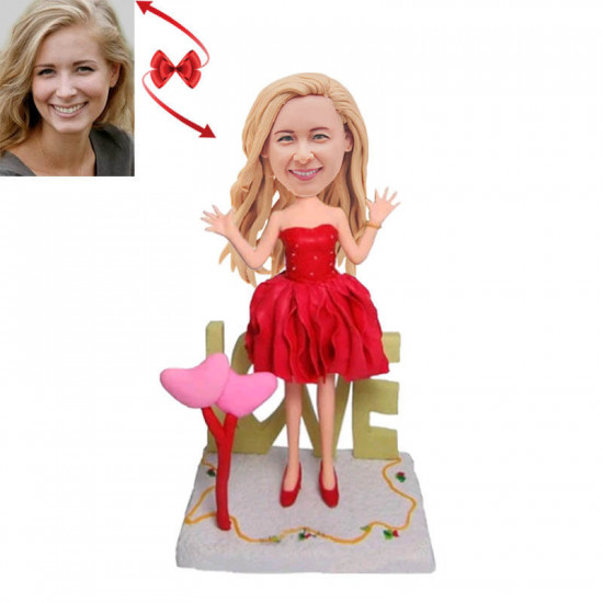 Personalized Dress Girl Bobblehead - Unique Gift for Girls and Collectors
