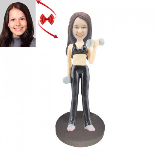 Personalized Dumbbell Women Bobblehead - Unique Gift for Fitness Enthusiasts