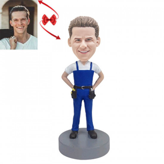 Unique and Personalized Electrician Plumber Custom Bobblehead - Capture Memories in a Playful Way