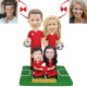 Unique Family of Four Sports Custom Bobbleheads - Personalized Tributes to Athletic Family Bonds