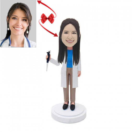 female doctor with an injection custom bobbleheads
