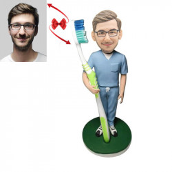 male dentist with a toothbrush custom bobblehead